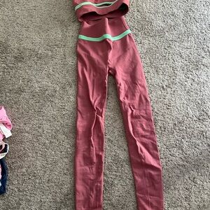 Fabletics Pink and Green Leggings Set
